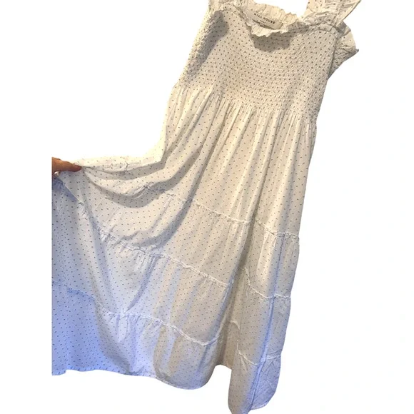 Hill House Ellie Nap Dress $178 Blue Polka Dot Cottagecore Smocked Midi White XS - Picture 7 of 10